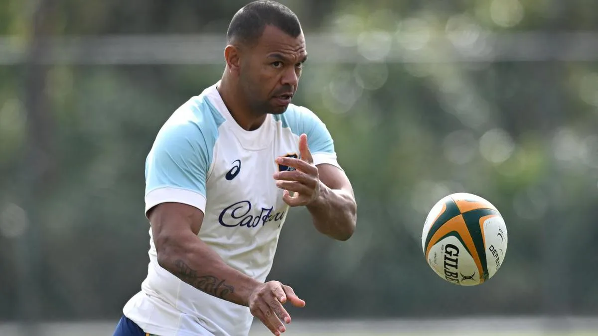 Rugby union ball on grass beside a touchline