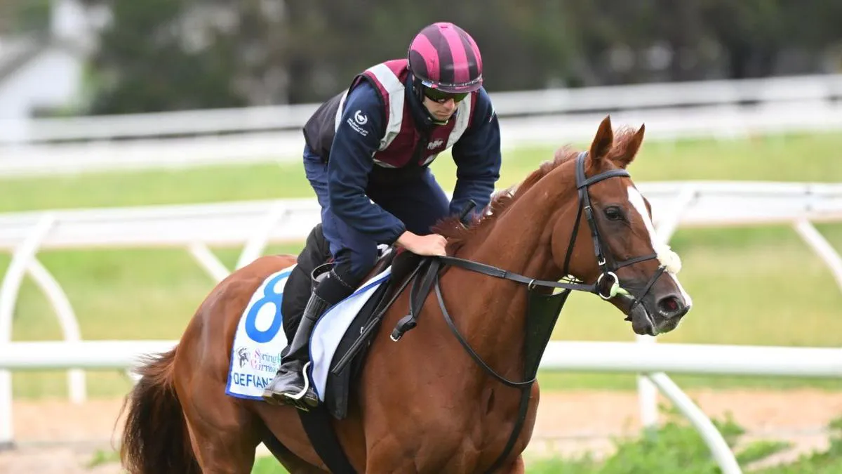 Racehorses on a grass track