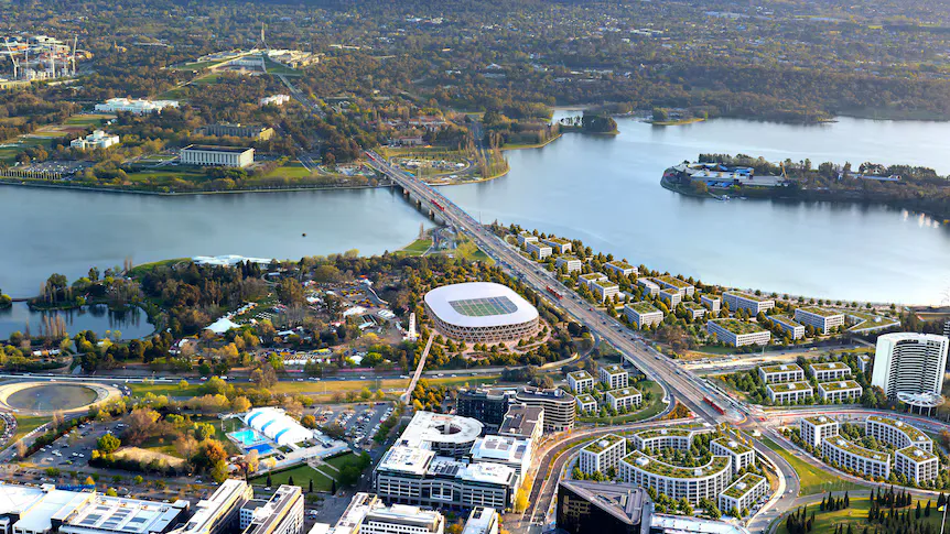 Parkland beside Lake Burley Griffin in Canberra